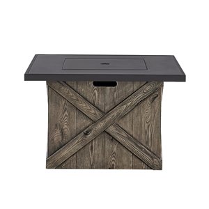 Table-foyer Farmingham à gaz naturel en pierre brun foncé, 35,98 po, 50 000 BTU, par OVE Decors