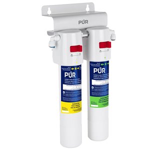 Système de filtration d'eau sous évier à deux étapes avec bloc de carbone par PUR