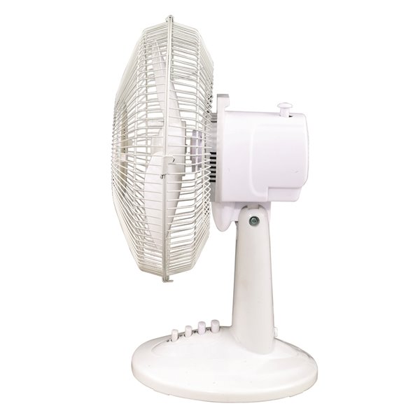 Ventilateur de table oscillant, intérieur, blanc, 3 vitesses, 12 po, par Forest Air