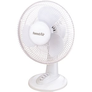 Ventilateur de table oscillant, intérieur, blanc, 3 vitesses, 12 po, par Forest Air