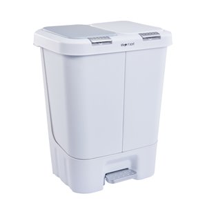 Poubelle et bac de recyclage blanc de 40 L par Step N' Sort avec couvercles inclus