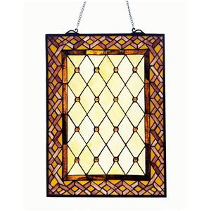 Fine Art Lighting Ltd. Arts & Crafts Black Metal Framed 24-in H x 18-in W Vintage/retro Glass Wall Panel