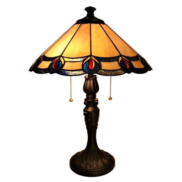 Fine Art Lighting Ltd. 22-in Vintage Bronze Integrated Led Pull-chain Table Lamp With Tiffany-style Shade