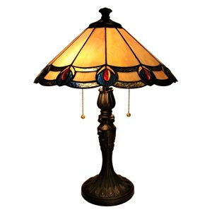 Lampe de table avec chaîne et abat-jour de style Tiffany, bronze vintage DEL, 22 po, de Fine Arts Lighting Ltd.