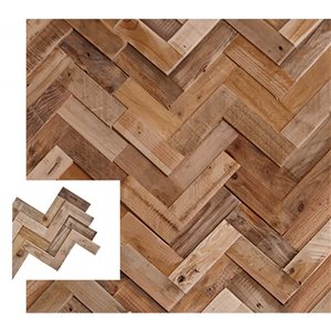 Planche décorative en pin recyclé Herringbone de Timberwall, 1/2 po x 18 po