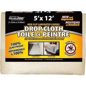 StainPro Laminated Canvas 5-ft x 12-ft Drop Cloth - 4-Pack