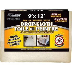 Stain Pro Laminated Canvas 9-ft x 12-ft Drop Cloth - 2-pack