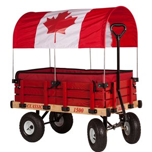 Chariot classique pour enfants par Millside avec auvent du drapeau canadien et coussins