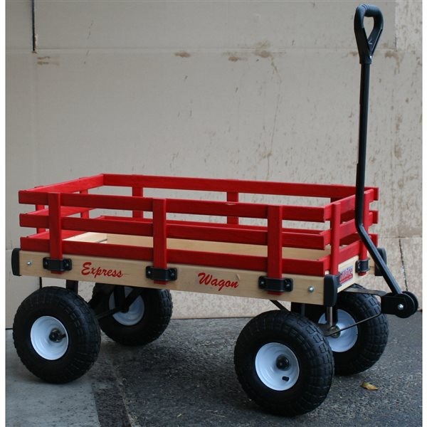 Chariot robuste 2 places pour enfants 20 po x 38 po en bois et acier par Millside