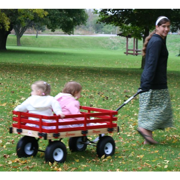 Chariot robuste 2 places pour enfants 20 po x 38 po en bois et acier par Millside
