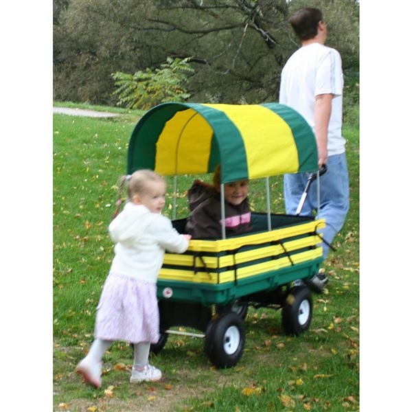 Millside Poly Green and Yellow Deck Wagon, 20-in x 38-in