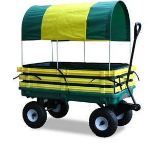 Chariot de 20 po x 38 po en poly par Millside, jaune et vert
