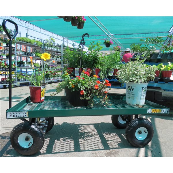 Millside Green Steel 24-in x 48-in Deck Wagon with Steel Handle and 4-Wheel Pneumatic