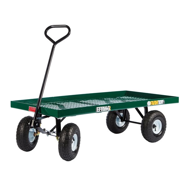 Image of Millside | Green Steel 24-In X 48-In Deck Wagon With Steel Handle And 4-Wheel Pneumatic | Rona