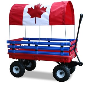 Millside Full Length Canada Flag Canopy and 20-in x 38-in Wagon with Removable Poly Racks