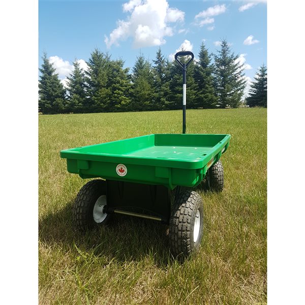 Millside Green Plastic 20-in x 38-in Deck Wagon with Steel Handle and Flat-Free 4-Wheel