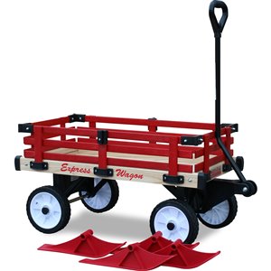 Millside Deluxe Hardwood Wagon with 8-in Plastic Wheels with Convertible Sleigh, Set of 4