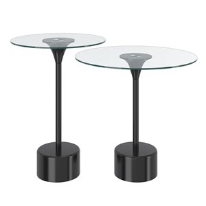 Ensemble de tables d'appoint en verre avec base en noir de !nspire, ens. de 2
