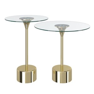 Ensemble de tables d'appoint en verre avec base en or de !nspire, ens. de 2