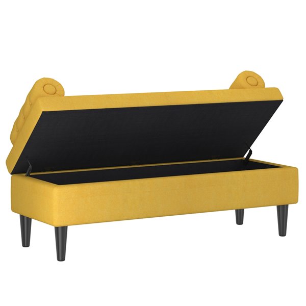 !nspire Modern Mustard Polyester Rectangle Integrated Storage Ottoman