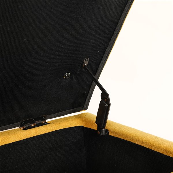 !nspire Modern Mustard Polyester Rectangle Integrated Storage Ottoman