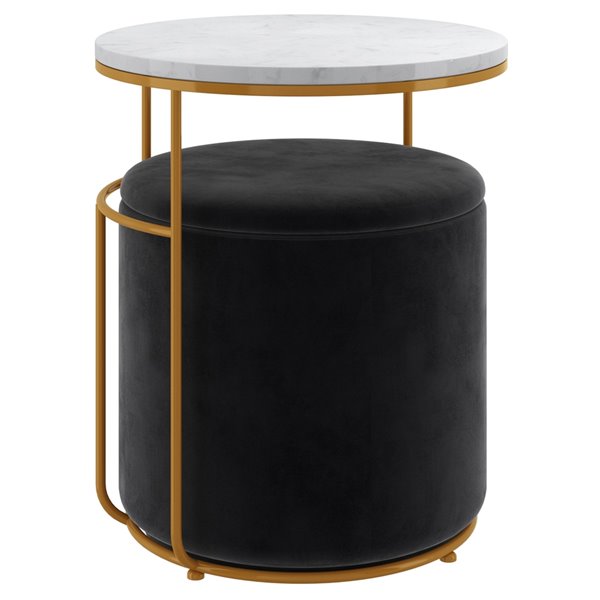 !nspire White Accent Table With Black Ottoman