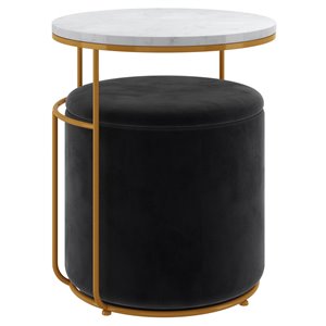 !nspire White Accent Table With Black Ottoman