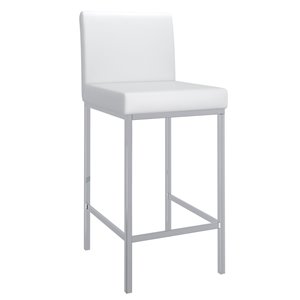 !nspire White Counter Height (22-in to 26-in) Upholstered Bar Stool - 2-Pack