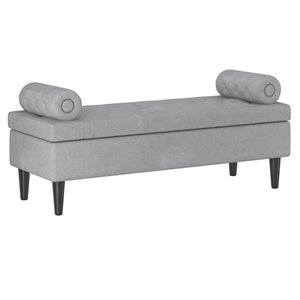 !nspire Modern Grey Polyester Rectangle Integrated Storage Ottoman