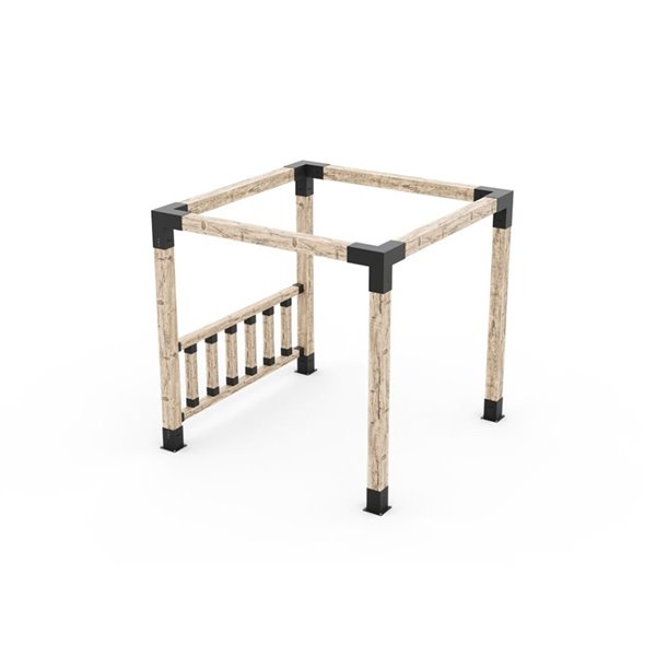 Ensemble de supports à pergola adossée en métal noir pour poteau de bois 6 x 6 de Toja Grid