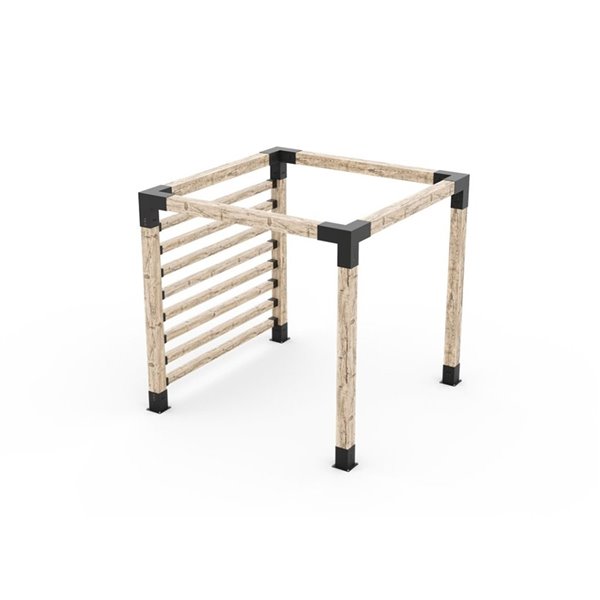 Ensemble de supports à pergola adossée en métal noir pour poteau de bois 6 x 6 de Toja Grid