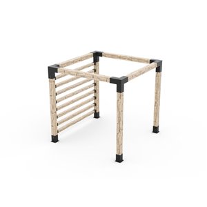 Ensemble de supports à pergola adossée en métal noir pour poteau de bois 6 x 6 de Toja Grid