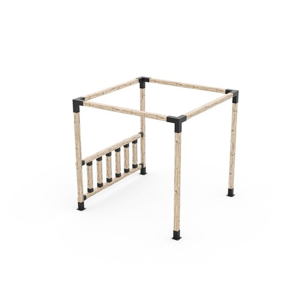 Ensemble de supports en métal noir à pergola adossée pour poteau de bois 4 x 4 par Toja Grid