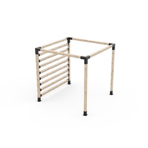 Ensemble de supports en métal noir à pergola adossée pour poteau de bois 4 x 4 par Toja Grid