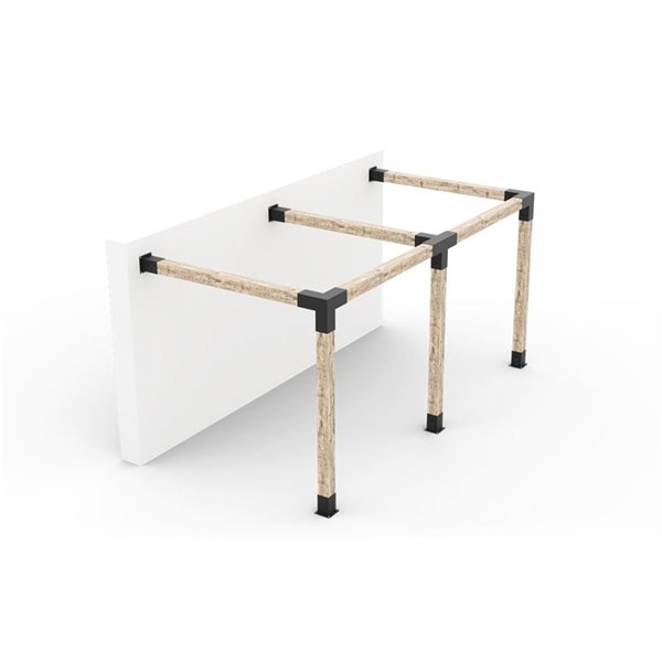 Ensemble de supports en métal noir à pergola adossée pour poteau de bois 6 x 6 par Toja Grid