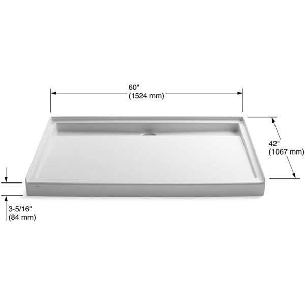 KOHLER Groove White Acrylic 42-in W x 60-in L Shower Base With Center Drain