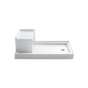 Base de douche en acrylique blanc Tresham de Kohler de 36 po L x 60 po l avec drain à droite