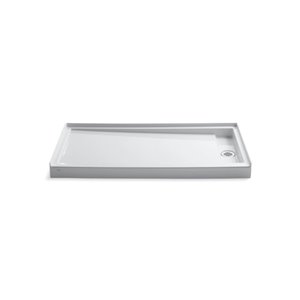 Base de douche en acrylique blanc Groove de Kohler de 32 po L x 60 po l avec drain à droite