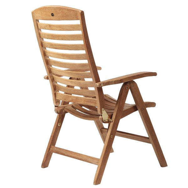 Chaise inclinable en bois de teck naturel Manhattan avec assise à lattes par ARB Teak & Specialties