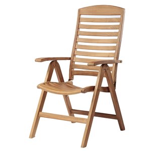 ARB Teak & Specialties Manhattan Natural Teak Wood Recliner Chair With Slat Seat