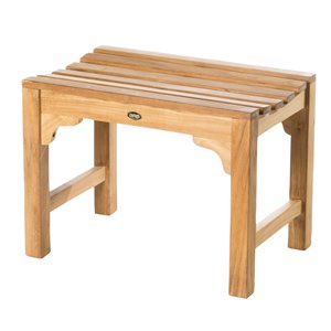 Siège de douche incurvé sur pied 24 po en bois de teck naturel par ARB Teck & Specialties (conforme à l'ADA)