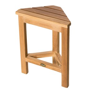 ARB Teak & Specialties Natural Teak Wood Freestanding Corner Shower Footrest ( ADA Compliant )