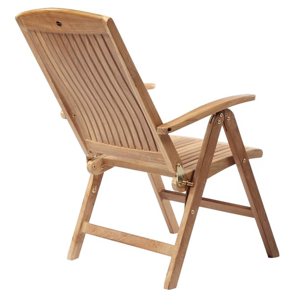 Chaise inclinable en bois de teck naturel Colorado avec assise à lattes par ARB Teak & Specialties