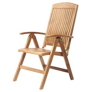 Chaise inclinable en bois de teck naturel Colorado avec assise à lattes par ARB Teak & Specialties