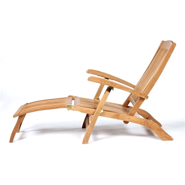 Chaise longue en bois de teck naturel Colorado avec assise à lattes par ARB Teak & Specialties