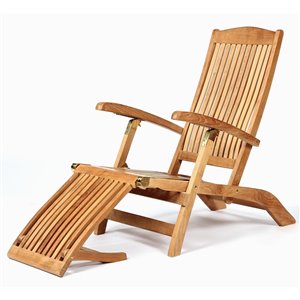 ARB Teak & Specialties Colorado Natural Teak Wood Lounge Chair With Slat Seat