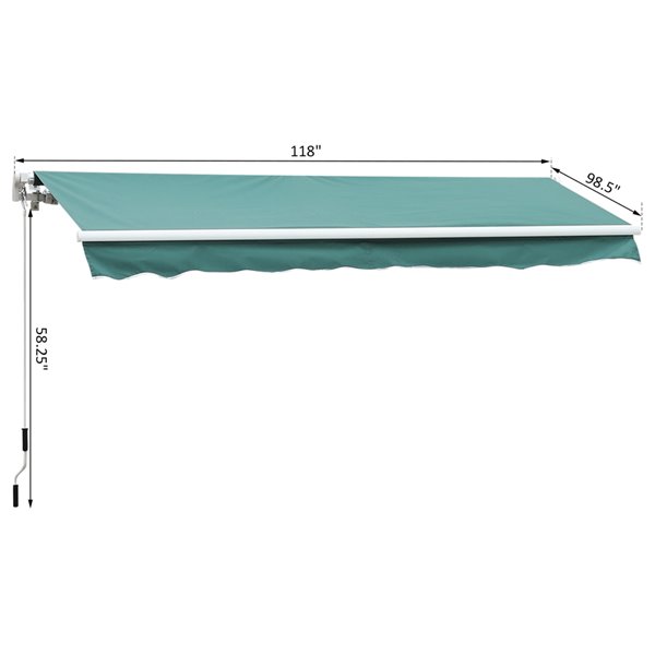 Outsunny 120-in W x 120-in Projection Green Solid Slope Low Eave Window/door Manual Retraction Awning