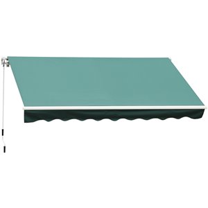 Outsunny 120-in W x 120-in Projection Green Solid Slope Low Eave Window/door Manual Retraction Awning