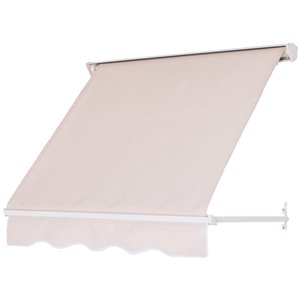 OutSunny 48-in W x 48-in Projection White Solid Slope Low Eave Door Manual Retraction Awning