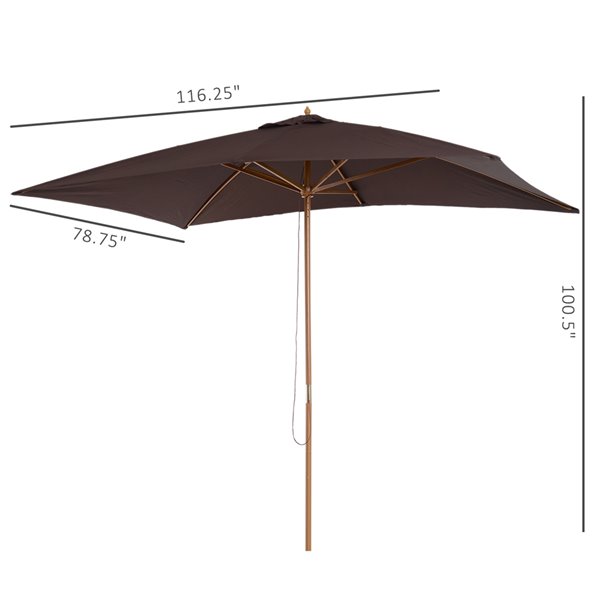 Outsunny The Sun Umbrella 9.68-ft Coffee Garden Patio Umbrella No-tilt